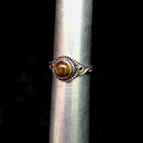 124 Tiger Eye Silver Gemstone Ring size 8 stamped 925 shipping sale - Picture 3 of 10